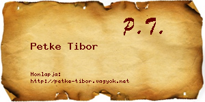 Petke Tibor névjegykártya